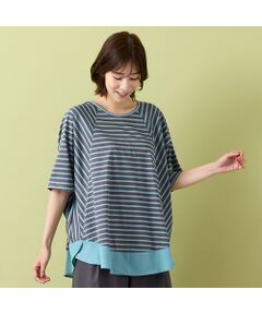 PISANO / ピサーノ カットソー | 【手洗いOK】ボーダー切り替えポンチョ