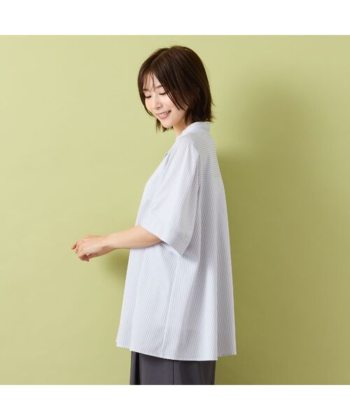 PISANO / ピサーノ シャツ・ブラウス | 【手洗いOK・接触冷感】J-CAMICIEバンドカラーシャツブラウス | 詳細1