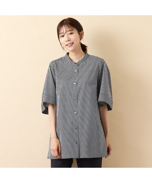 PISANO / ピサーノ シャツ・ブラウス | 【手洗いOK・接触冷感】J-CAMICIEバンドカラーシャツブラウス（ブラック）