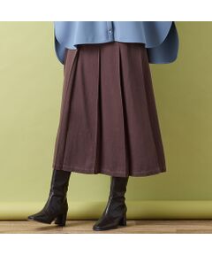 PISANO / ピサーノ ミニ・ひざ丈スカート | 【手洗いOK・セットアップ対応】製品洗い加工・デニム風片ヒダプリーツスカート