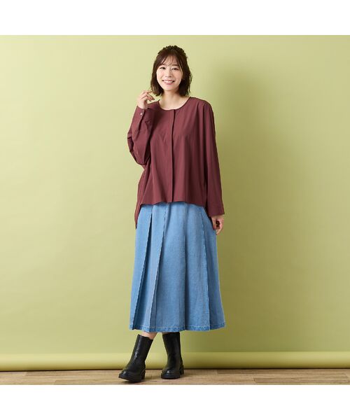 PISANO / ピサーノ ミニ・ひざ丈スカート | 【手洗いOK・セットアップ対応】製品洗い加工・デニム風片ヒダプリーツスカート | 詳細9