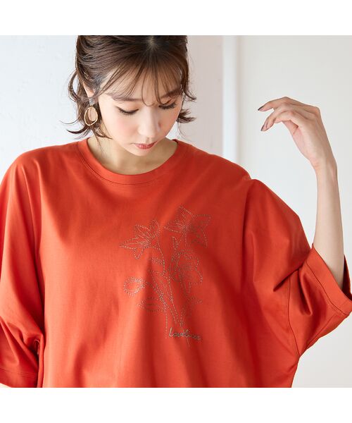 PISANO / ピサーノ カットソー | 【手洗いOK・綿100％】キキョウモチーフ刺繍ワイドシルエットカットソー | 詳細9