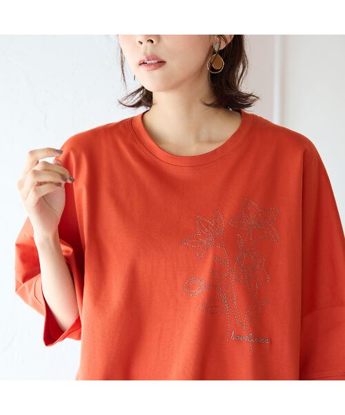 PISANO / ピサーノ カットソー | 【手洗いOK・綿100％】キキョウモチーフ刺繍ワイドシルエットカットソー | 詳細10