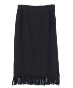 PLAIN PEOPLE / プレインピープル ロング・マキシ丈スカート | リネンシルクツイードフリンジタイトスカート