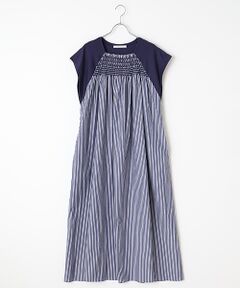 PLAIN PEOPLE / プレインピープル ロング・マキシ丈ワンピース | スモッキング刺繍ロングワンピース