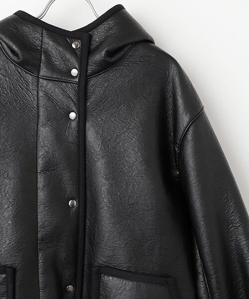 PLAIN PEOPLE / プレインピープル その他アウター | エコレザームートンフーディジャケット | 詳細2