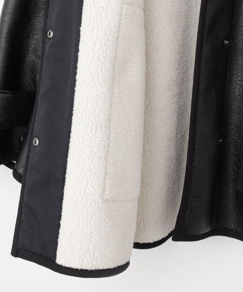 PLAIN PEOPLE / プレインピープル その他アウター | エコレザームートンフーディジャケット | 詳細4