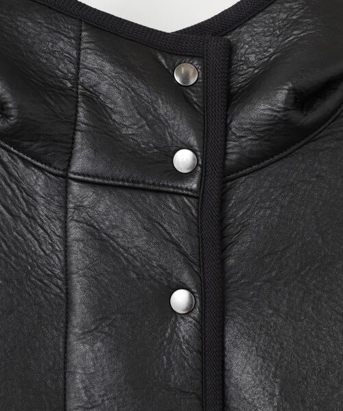 PLAIN PEOPLE / プレインピープル その他アウター | エコレザームートンフーディジャケット | 詳細5