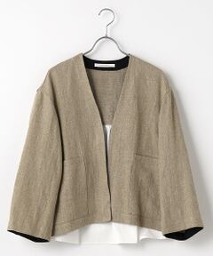 PLAIN PEOPLE / プレインピープル ノーカラージャケット | HONEY LINENリネンポプリンミックスジャケット