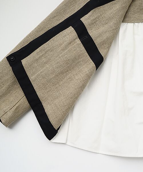 PLAIN PEOPLE / プレインピープル ノーカラージャケット | HONEY LINENリネンポプリンミックスジャケット | 詳細4
