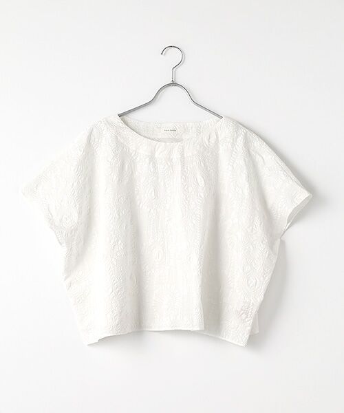 PLAIN PEOPLE/プレインピープル 塩縮プリントボートネックブラウス ホワイト FREE PLAIN PEOPLE/プレインピープル 塩縮プリントボートネックブラウス ホワイト FREE