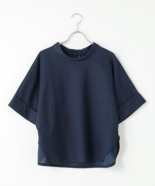 PLAIN PEOPLE/プレインピープル カノコパールニット五分袖プルオーバー ネイビー FREE PLAIN PEOPLE/プレインピープル カノコパールニット五分袖プルオーバー ネイビー FREE