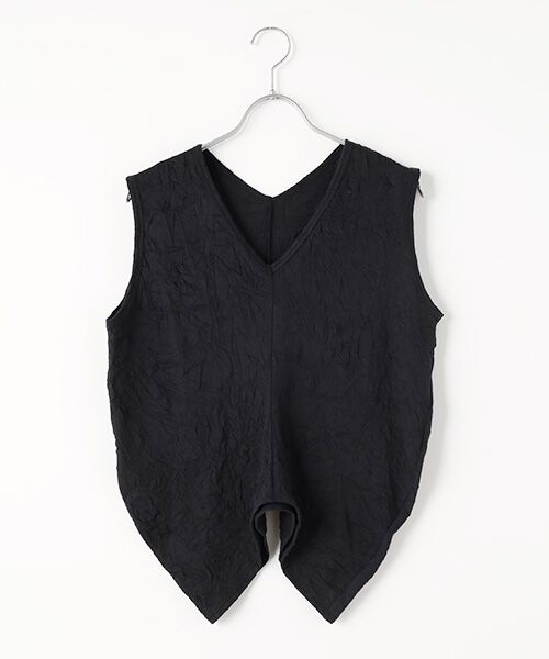 PLAIN PEOPLE/プレインピープル キャッチワッシャージャージVネックノースリーブプルオーバー ブラック FREE PLAIN PEOPLE/プレインピープル キャッチワッシャージャージVネックノースリーブプルオーバー ブラック FREE