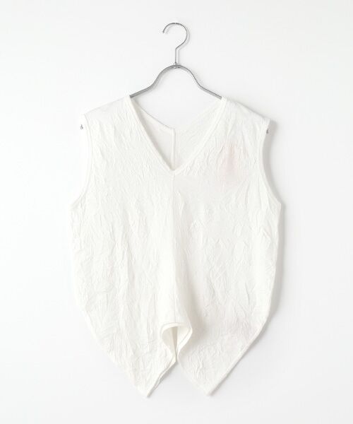 PLAIN PEOPLE/プレインピープル キャッチワッシャージャージVネックノースリーブプルオーバー ホワイト FREE PLAIN PEOPLE/プレインピープル キャッチワッシャージャージVネックノースリーブプルオーバー ホワイト FREE