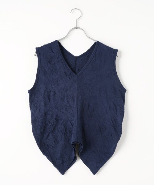 PLAIN PEOPLE/プレインピープル キャッチワッシャージャージVネックノースリーブプルオーバー ネイビー FREE PLAIN PEOPLE/プレインピープル キャッチワッシャージャージVネックノースリーブプルオーバー ネイビー FREE