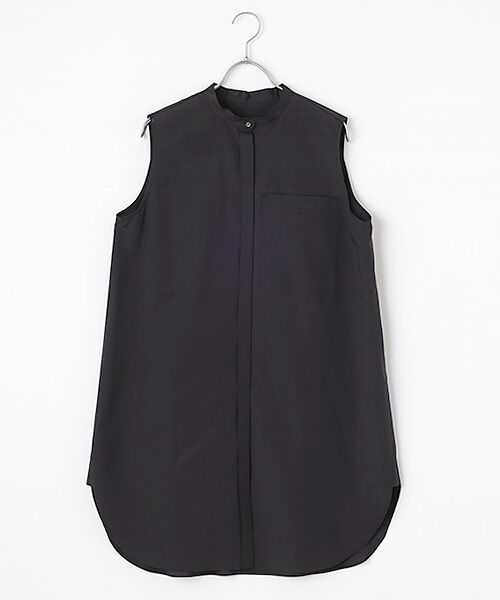 PLAIN PEOPLE/プレインピープル タイプライターバンドカラーチュニック ブラック FREE PLAIN PEOPLE/プレインピープル タイプライターバンドカラーチュニック ブラック FREE