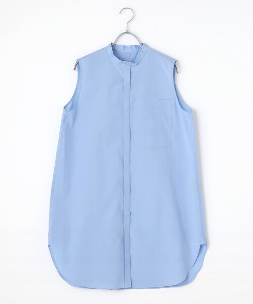 PLAIN PEOPLE/プレインピープル タイプライターバンドカラーチュニック サックス FREE PLAIN PEOPLE/プレインピープル タイプライターバンドカラーチュニック サックス FREE