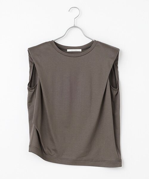 PLAIN PEOPLE/プレインピープル Spiral天竺肩パット入りカットソー カーキグレー FREE PLAIN PEOPLE/プレインピープル Spiral天竺肩パット入りカットソー カーキグレー FREE