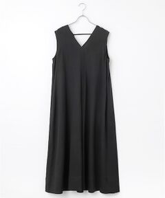 PLAIN PEOPLE / プレインピープル ロング・マキシ丈ワンピース | ダブルガーゼVネックノースリーブワンピース
