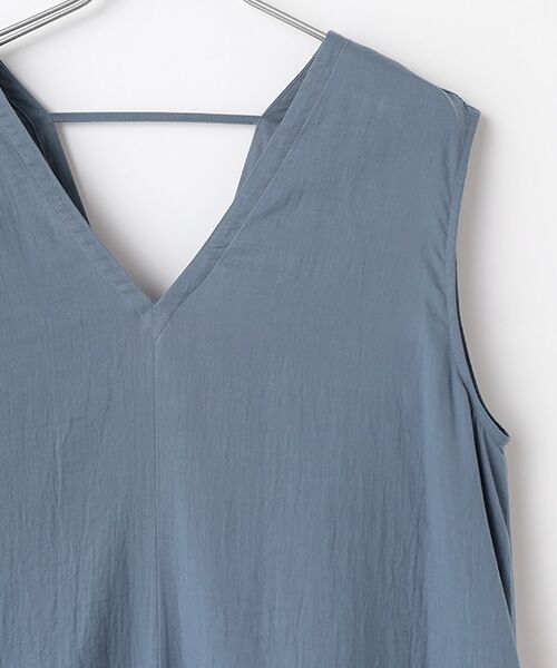 PLAIN PEOPLE / プレインピープル ロング・マキシ丈ワンピース | ダブルガーゼVネックノースリーブワンピース | 詳細3