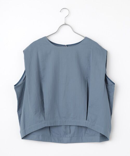 PLAIN PEOPLE/プレインピープル ダブルガーゼコクーンシルエットショート丈トップス ブルーグレー FREE PLAIN PEOPLE/プレインピープル ダブルガーゼコクーンシルエットショート丈トップス ブルーグレー FREE