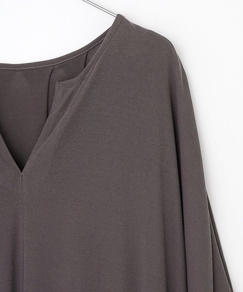 PLAIN PEOPLE / プレインピープル ロング・マキシ丈ワンピース | 超強撚フライス五分袖ワンピース | 詳細3