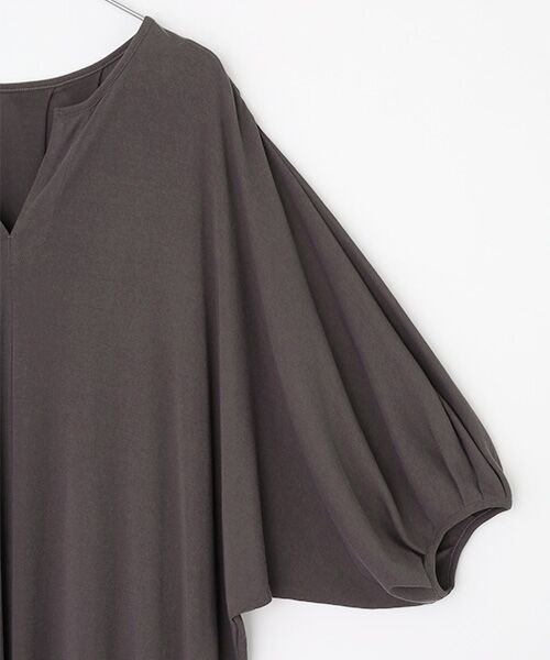 PLAIN PEOPLE / プレインピープル ロング・マキシ丈ワンピース | 超強撚フライス五分袖ワンピース | 詳細4