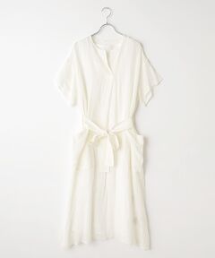 PLAIN PEOPLE / プレインピープル ロング・マキシ丈ワンピース | ナチュラルリネンガーゼ半袖ワンピース