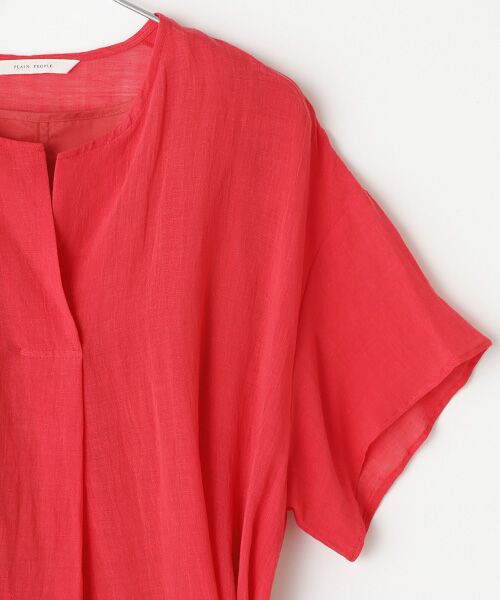 PLAIN PEOPLE / プレインピープル ロング・マキシ丈ワンピース | ナチュラルリネンガーゼ半袖ワンピース | 詳細3