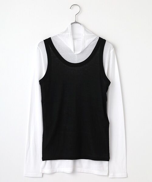 PLAIN PEOPLE/プレインピープル シア―ハイツイストフライスタンクトップレイヤードTシャツ ホワイト×ブラック FREE PLAIN PEOPLE/プレインピープル シア―ハイツイストフライスタンクトップレイヤードTシャツ ホワイト×ブラック FREE