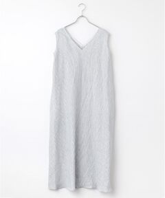 PLAIN PEOPLE / プレインピープル ロング・マキシ丈ワンピース | リネンコットンストライプＶネックワンピース