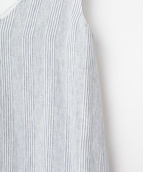 PLAIN PEOPLE / プレインピープル ロング・マキシ丈ワンピース | リネンコットンストライプＶネックワンピース | 詳細3