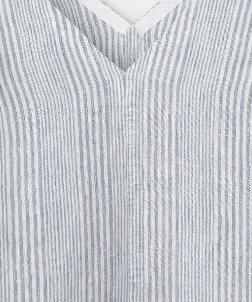 PLAIN PEOPLE / プレインピープル ロング・マキシ丈ワンピース | リネンコットンストライプＶネックワンピース | 詳細5