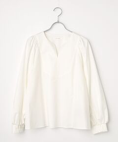 PLAIN PEOPLE / プレインピープル シャツ・ブラウス | コットンラチネ・タイプライターストライプギャザーブラウス