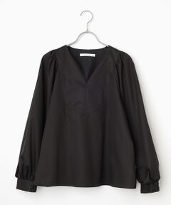 PLAIN PEOPLE / プレインピープル シャツ・ブラウス | コットンラチネ・タイプライターストライプギャザーブラウス