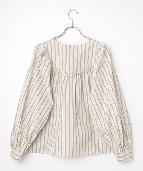 PLAIN PEOPLE / プレインピープル シャツ・ブラウス | コットンラチネ・タイプライターストライプギャザーブラウス | 詳細3