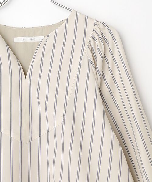 PLAIN PEOPLE / プレインピープル シャツ・ブラウス | コットンラチネ・タイプライターストライプギャザーブラウス | 詳細4
