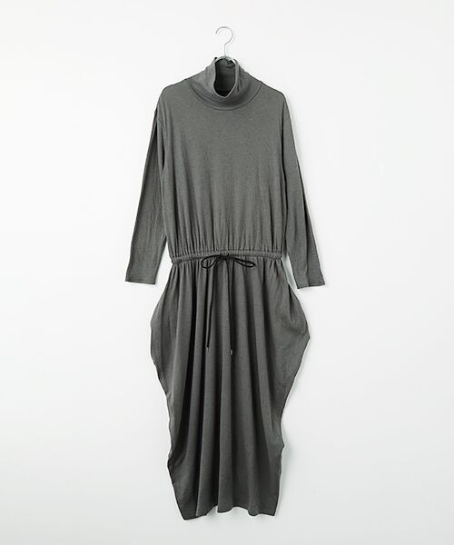 PLAIN PEOPLE / プレインピープル ロング・マキシ丈ワンピース | スーピマカシミヤダブルガーゼロングドレス（グレー）