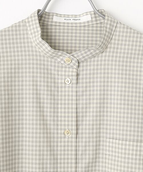 PLAIN PEOPLE / プレインピープル シャツ・ブラウス | 綿シルクビエラ/タイプライターチェックスカーフ付きノーカラーシャツ | 詳細5