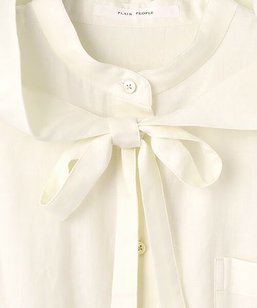 PLAIN PEOPLE / プレインピープル シャツ・ブラウス | 綿シルクビエラ/タイプライターチェックスカーフ付きノーカラーシャツ | 詳細6