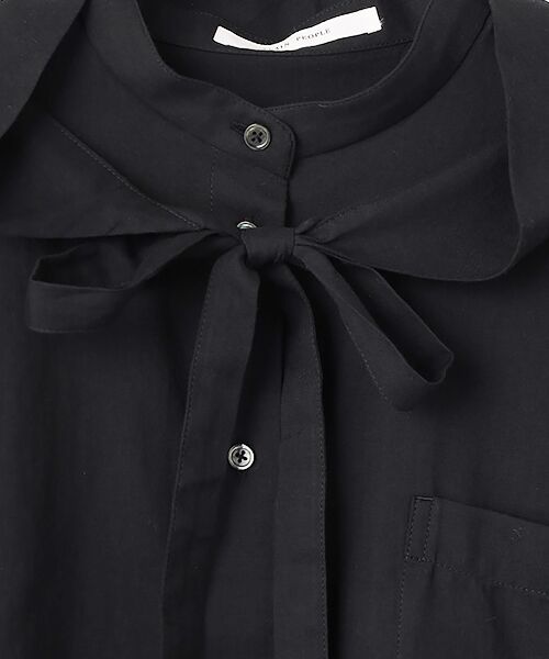 PLAIN PEOPLE / プレインピープル シャツ・ブラウス | 綿シルクビエラ/タイプライターチェックスカーフ付きノーカラーシャツ | 詳細7