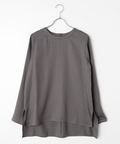 PLAIN PEOPLE / プレインピープル シャツ・ブラウス | キュプラサテンクルーネックブラウス（グレー）