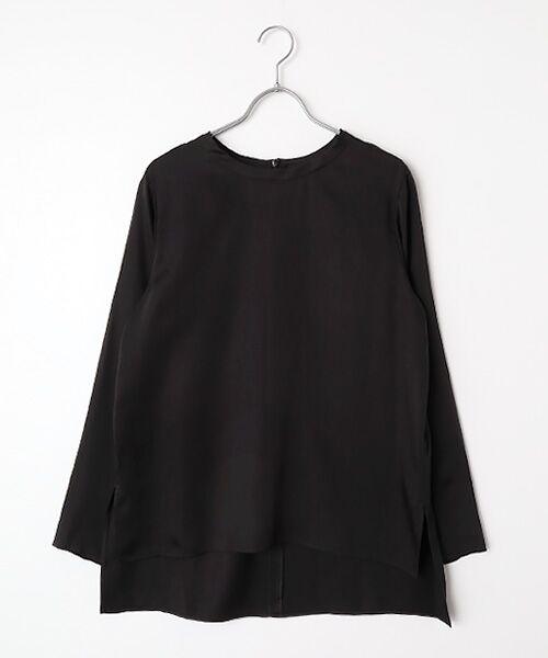 PLAIN PEOPLE / プレインピープル シャツ・ブラウス | キュプラサテンクルーネックブラウス（ブラック）
