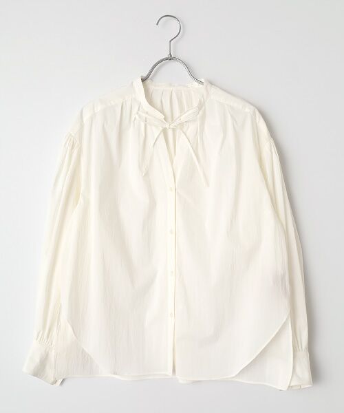 PLAIN PEOPLE / プレインピープル シャツ・ブラウス | チリメンタイプライタースキッパーギャザーブラウス（ホワイト）