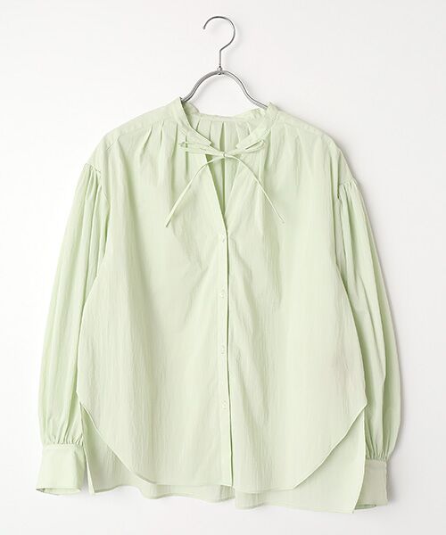 PLAIN PEOPLE / プレインピープル シャツ・ブラウス | チリメンタイプライタースキッパーギャザーブラウス（ミント）