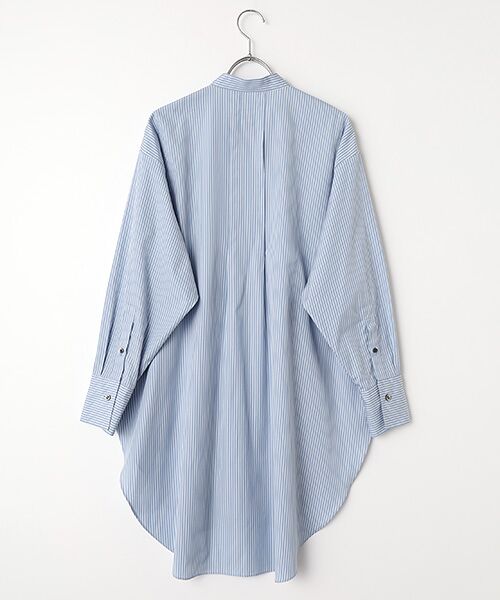 PLAIN PEOPLE / プレインピープル シャツ・ブラウス | ハイカウントストライプバンドカラーシャツ | 詳細1