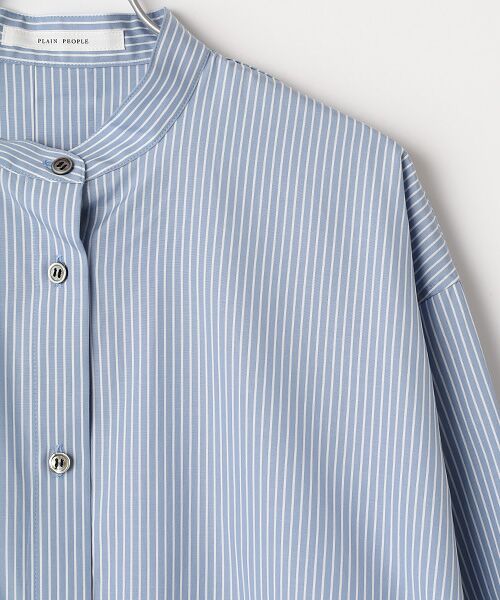 PLAIN PEOPLE / プレインピープル シャツ・ブラウス | ハイカウントストライプバンドカラーシャツ | 詳細2