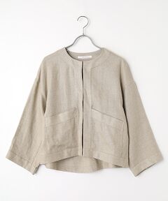 PLAIN PEOPLE / プレインピープル ノーカラージャケット | リネンオックスショートジャケット