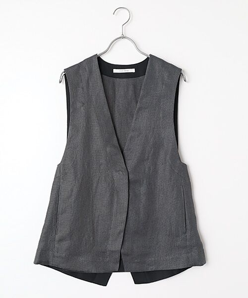 PLAIN PEOPLE / プレインピープル ベスト | リネンオックスデザインベスト（グレー）