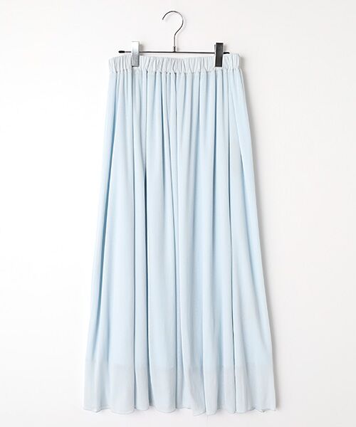PLAIN PEOPLE / プレインピープル ロング・マキシ丈スカート | シア―ハイツイストフライスギャザースカート（サックス）